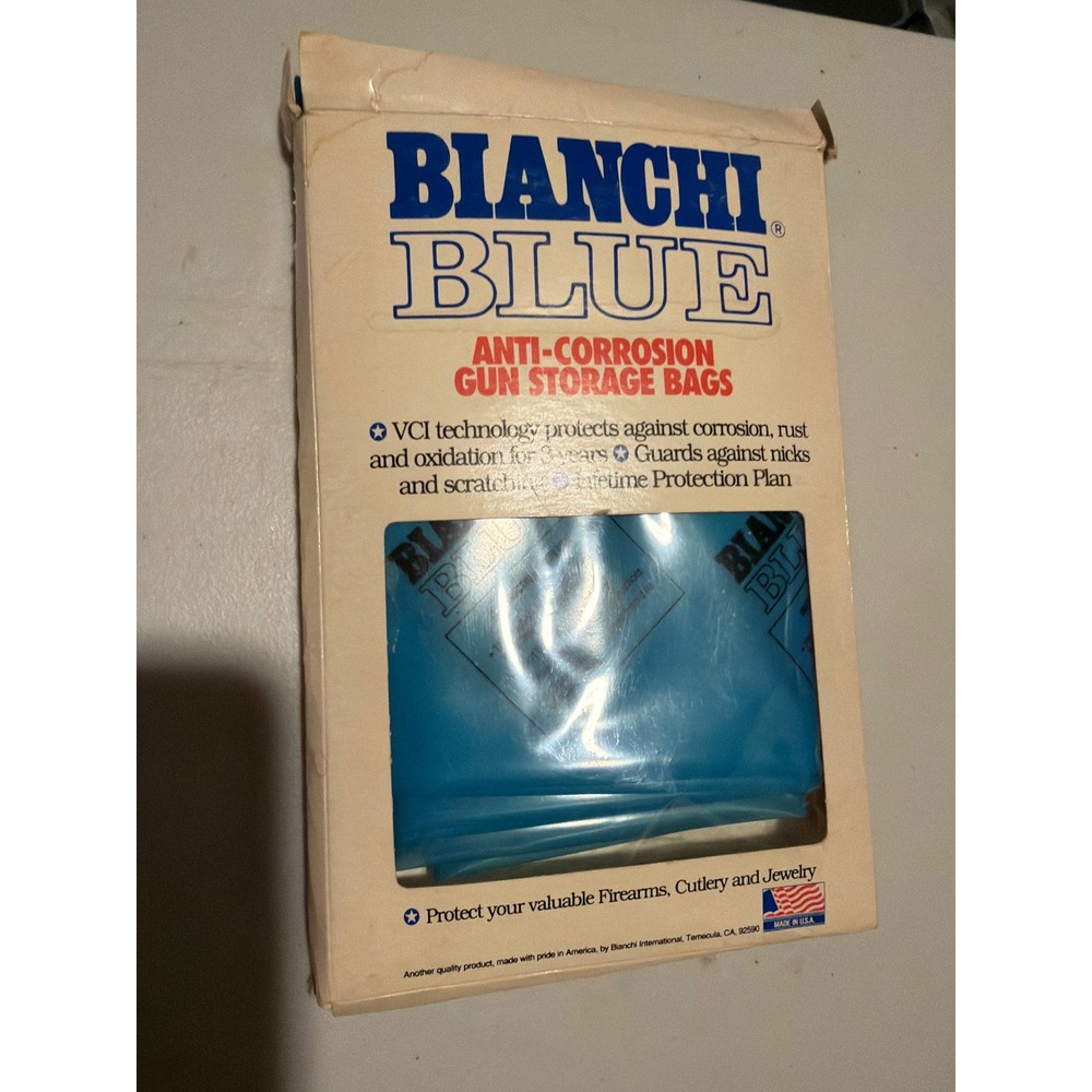 Vintage Bianchi Blue Anti-Corrosion VCI Storage Bag Firearms Cutlery USA 14X54